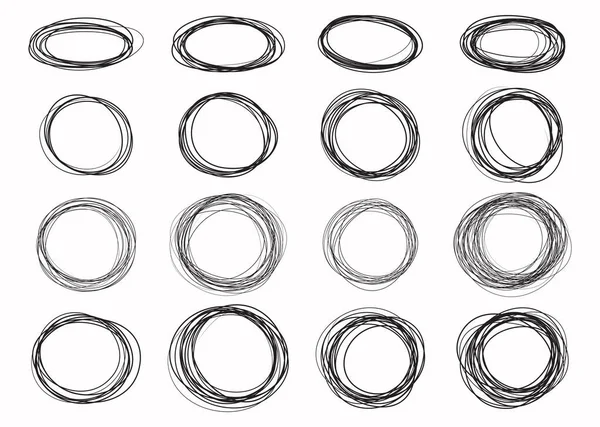 Cercle Dessiné Main Croquis Linéaire Ovale Dessin Vectoriel — Image vectorielle