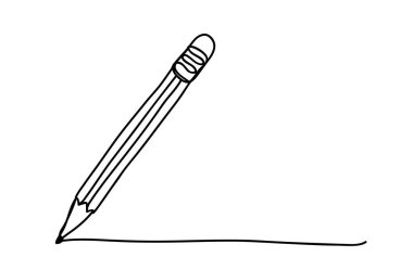 Beyaz arkaplanda kalem çizimi, çizgi çizim biçimi, vektör tasarımı.