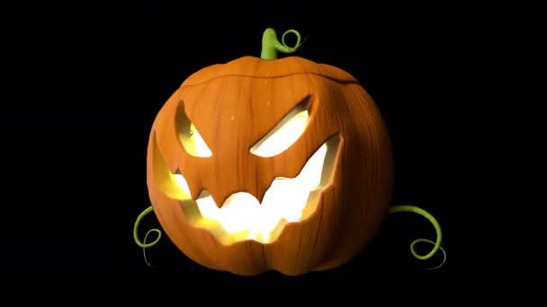 Halloween Pompoen Animatie Handvat Lus Met Rendering Omvatten Alfa Png — Stockvideo