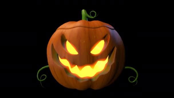 Halloween Kürbis Animation Handgriff Schleife Mit Rendering Enthalten Alpha Pfad — Stockvideo