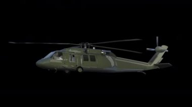 Gerçek ses efektli 3D görüntüleme helikopter uçuş döngüsü animasyonu alfa yolu içerir.