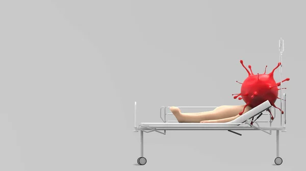 验尸官会在医院的病人床上打哈欠 以防止身体出现3D等量的情况 — 图库照片