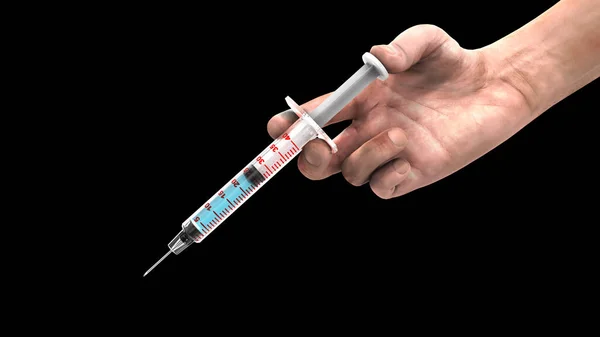 Véritable Vaccin Humain Injectable Main Par Seringue Avec Rendu Compris — Photo