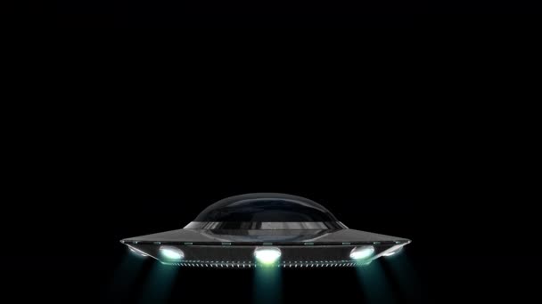 Ufo宇宙船3Dモデルは アルファマットを含むアニメーションを離陸 — ストック動画