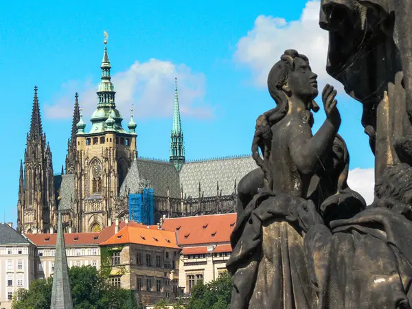 Detail of the statue of St. Cyril on the Charles Bridge in Pragu — 스톡 사진