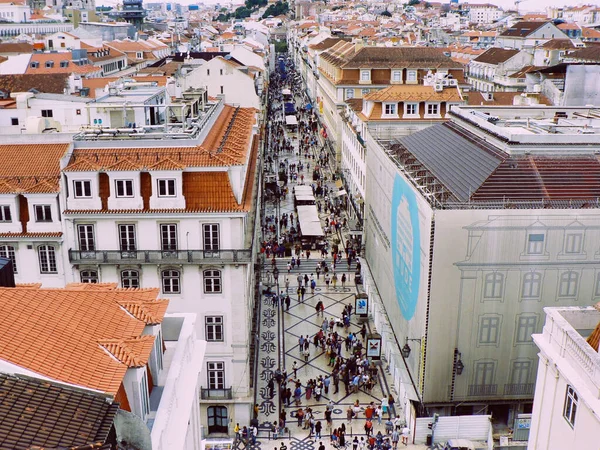 Lizbona Portugalia Marca 2019 Widok Lotu Ptaka Ulicę Augusta Pobliżu — Zdjęcie stockowe