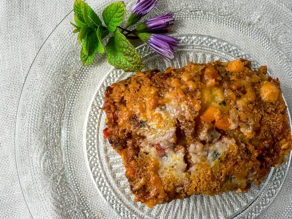 Torta Pastor Prato Britânico Tradicional Com Carne Picada Purê Batatas — Fotografia de Stock