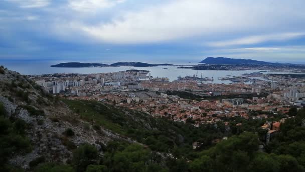 Toulon Var Paca Provence Γαλλία Πόλη Και Λιμάνι Από Mont — Αρχείο Βίντεο