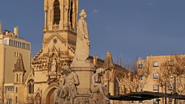 Nimes Gard Occitanie Fransa Esplanade Charles Gaulle Saint Perpetue Kilisesi — Stok video