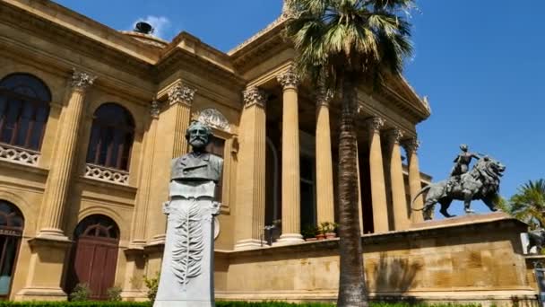 Teatro Massimo Vittorio Emanuele Piazza Verdi Palermo Sicília Itália — Vídeo de Stock