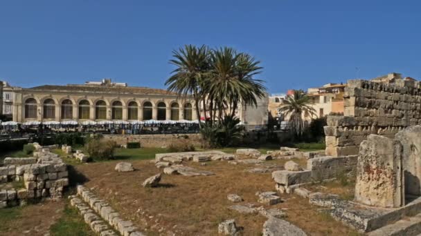 Siracusa Ortygia Sicília Itália Templo Apolo Dos Mais Importantes Monumentos — Vídeo de Stock