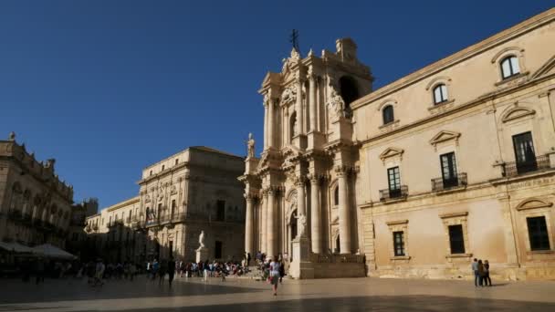 Die Kathedrale Piazza Duomo Syrakus Sizilien Italien Die Kathedrale Von — Stockvideo