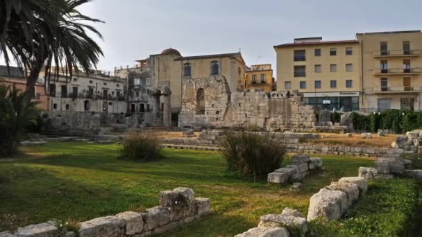 Syracuse Ortygia Sicilya Talya Apollo Tapınağı Ortygia Daki Önemli Antik — Stok video
