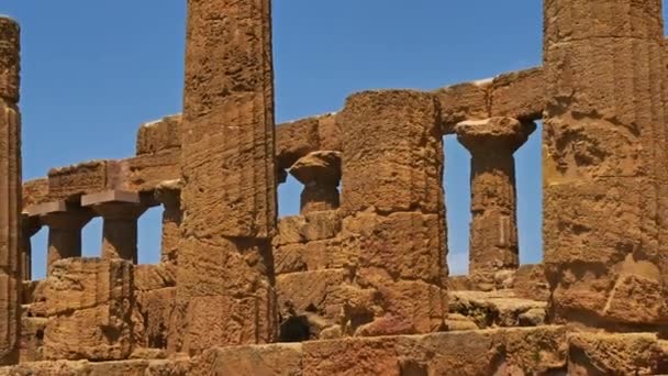 Agrigento Dolina Świątyń Syrakuzy Sycylia Włochy Świątynia Juno Datowana Jest — Wideo stockowe