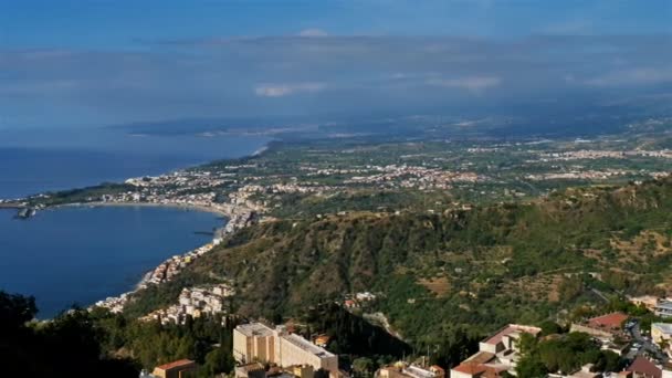 Ταορμίνα Σικελία Ιταλία Θέα Πάνω Από Την Ταορμίνα Και Τον — Αρχείο Βίντεο