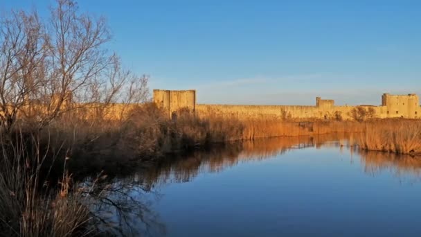 Aigues Mortes Gard Occitanie França Ramparts Lado Sul — Vídeo de Stock