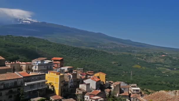 Castiglione Sicilya Sicilya Talya Lauria Kalesi Ndeki Köy Arka Planda — Stok video
