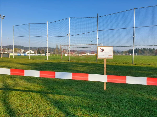 Seon Aargau Suíça Abril 2020 Campo Futebol Foi Bloqueado Pela — Fotografia de Stock