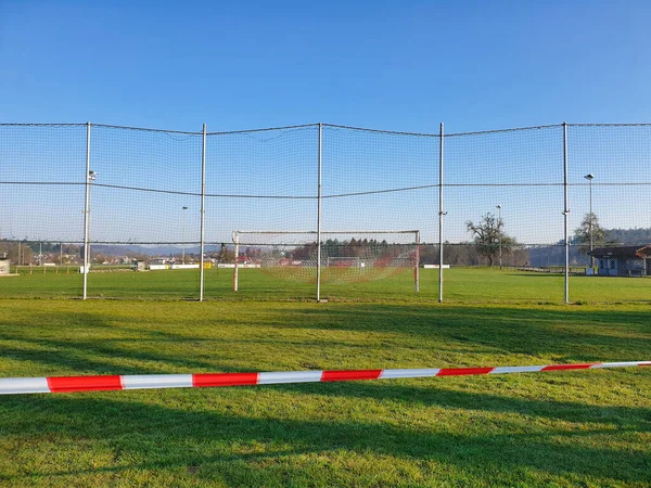 Seon Aargau Suíça Abril 2020 Campo Futebol Foi Bloqueado Pela — Fotografia de Stock