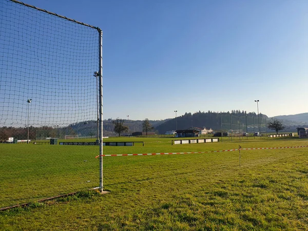 Seon Aargau Suíça Abril 2020 Campo Futebol Foi Bloqueado Pela — Fotografia de Stock