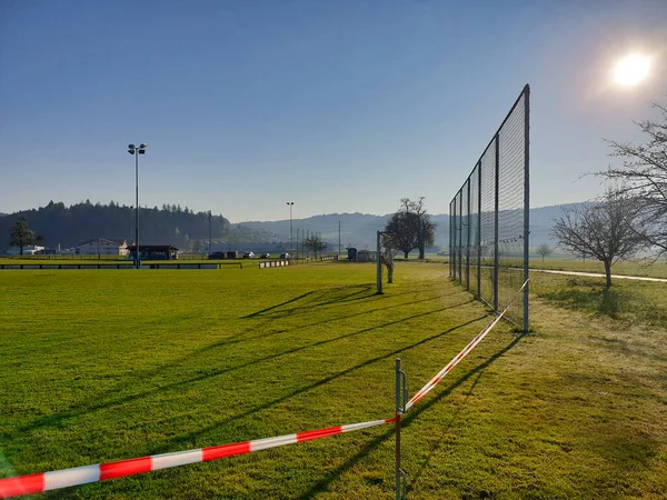 Seon Aargau Suíça Abril 2020 Campo Futebol Foi Bloqueado Pela — Fotografia de Stock