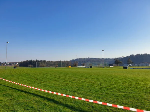 Seon Aargau Suíça Abril 2020 Campo Futebol Foi Bloqueado Pela — Fotografia de Stock