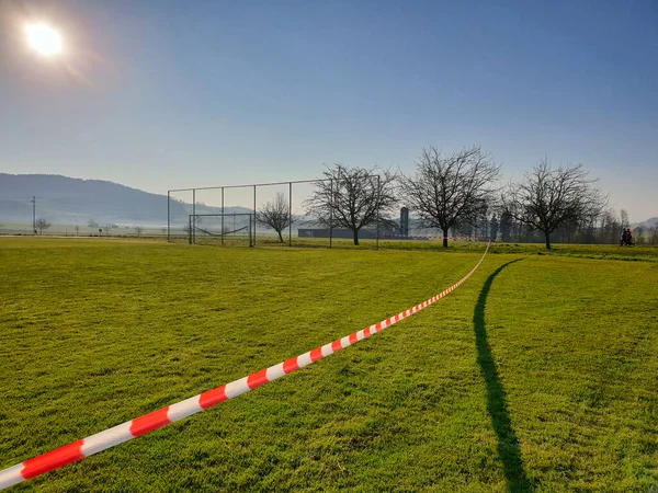 Seon Aargau Suíça Abril 2020 Campo Futebol Foi Bloqueado Pela — Fotografia de Stock