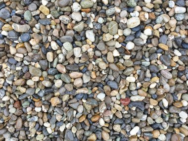 Arkaplan olarak renkli, yuvarlak ve ıslak çakıl taşları.