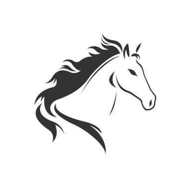 Vector image of an horse black and white. design style. animal. 