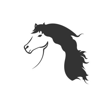 Vector image of an horse black and white. design style. animal. 