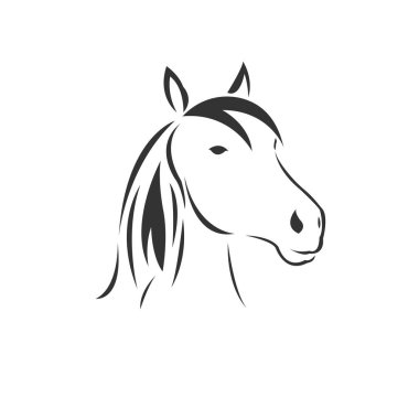 Vector image of an horse black and white. design style. animal. 