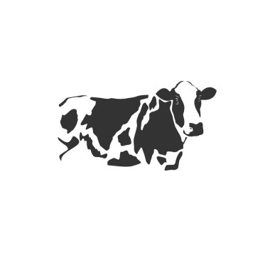 Vector image of an cow black and white. design style. animal. ar