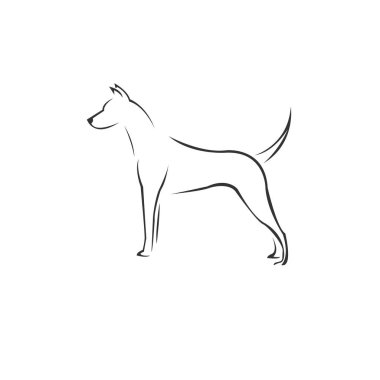 Vector image of an Dog black and white. design style. animal. ar