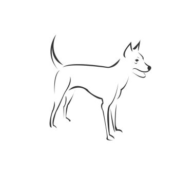 Vector image of an Dog black and white. design style. animal. ar