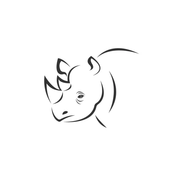 Векторное изображение носорога черно-белого цвета. стиль дизайна. животное . — стоковый вектор