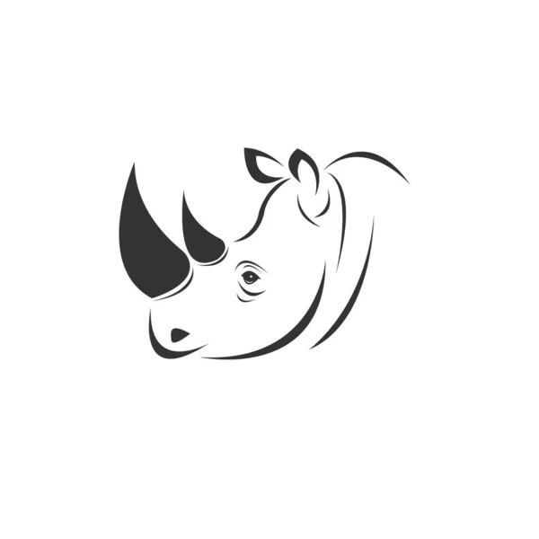 Vector image of an Rhino black and white. design style. animal. — Stock Vector