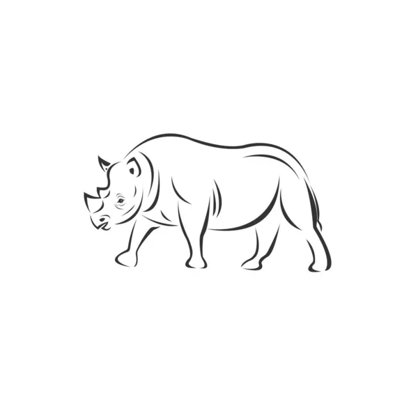 Imagen vectorial de un Rhino en blanco y negro. estilo de diseño. animal . — Vector de stock