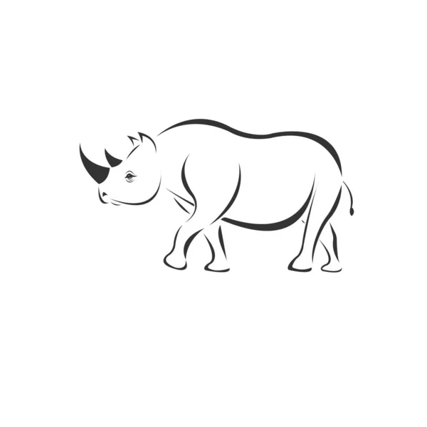 Vector image of an Rhino black and white. design style. animal. — Stock Vector