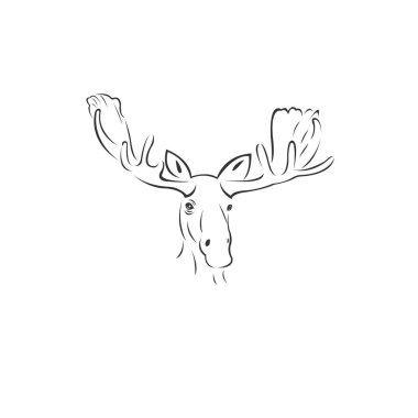 Vector image of an Deer Moose black and white. design style. ani