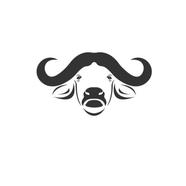 Vector image of an buffalo black and white. design style. animal