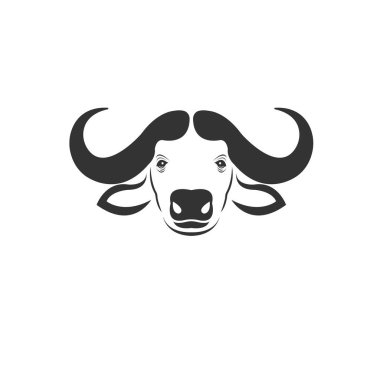 Vector image of an buffalo black and white. design style. animal