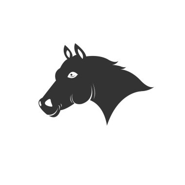 Vector image of an horse black and white. design style. animal. 