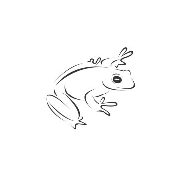 Vector image of an Frog black and white. design style. animal. a