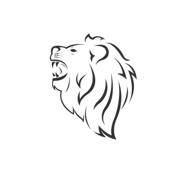 Vector Lion Head Black and White Logo, Sign, Design. Wild animal