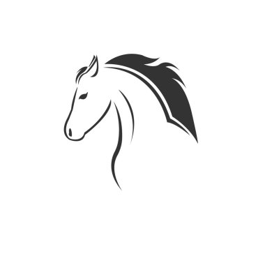 Vector of horse head  icon to animal Black and White Logo, Sign,