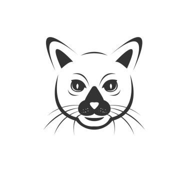 Vector of a cat face icon to animal Black and White Logo, Sign, 