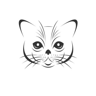 Vector of a cat face icon to animal Black and White Logo, Sign, 