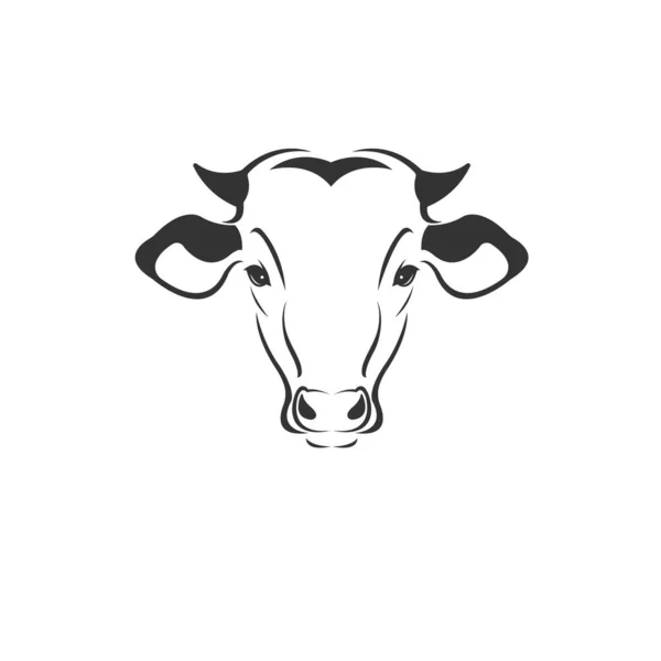 Vettore di una testa di mucca Logo in bianco e nero, segno, design. simbolo — Vettoriale Stock
