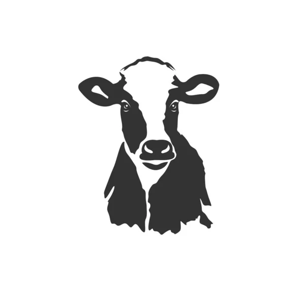 奶牛头颅的矢量黑色和白色标志，标志，设计。 符号 — 图库矢量图片