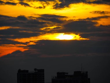 Sunset Evening sky-Clouds covering the city